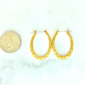 Hammered Metal U Shaped Hoop Earrings